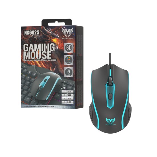 MTK GAMING MOUSE NG6025 NE 6D WITH CABLE 1.5M BLACK